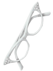 50s White Rhinestone Glasses