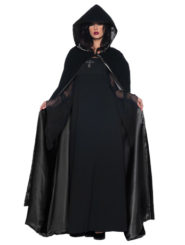 Womens Black Velvet And Satin Cape
